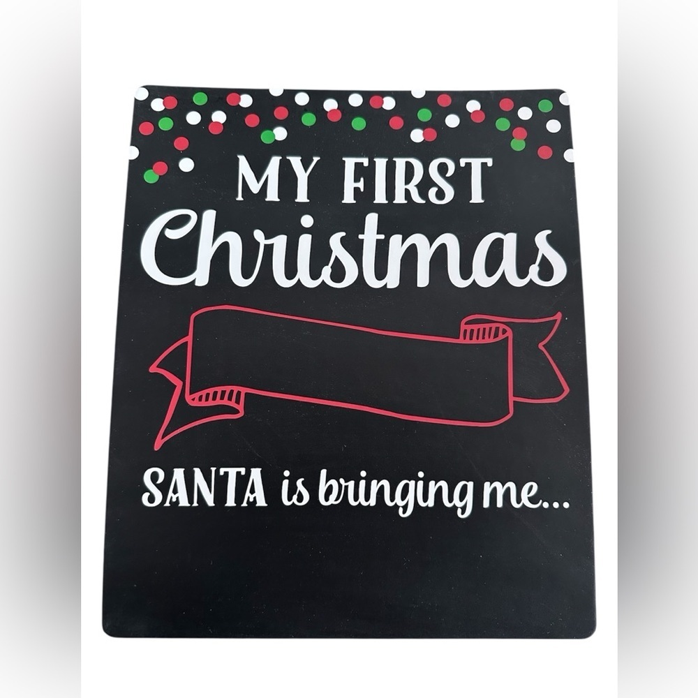 My First Christmas Baby Milestone Chalkboard Sign Holiday Photo Prop Santa